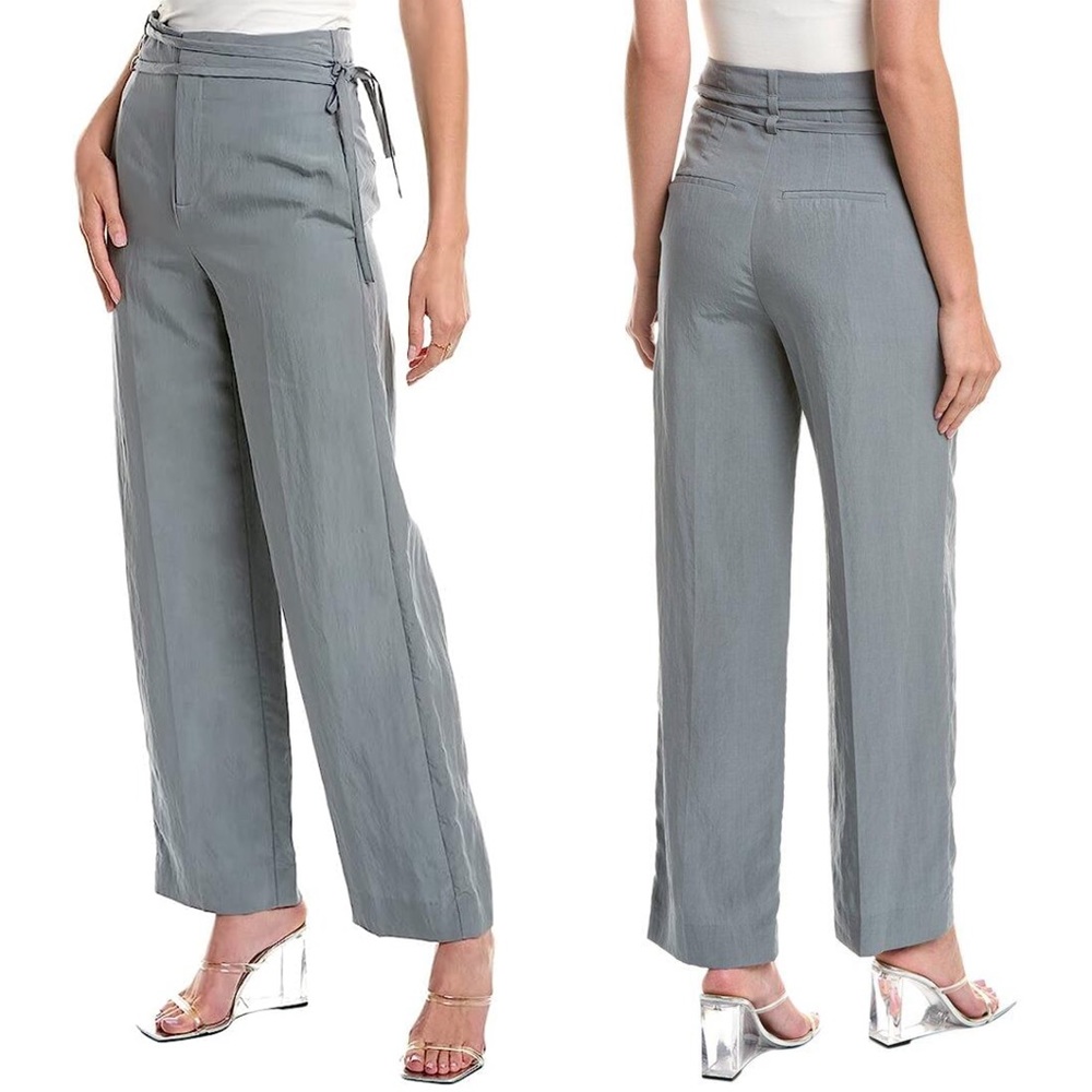 Vince Tie Waist Straight leg Trousers In Aqua Stone
